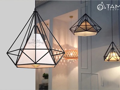 Đèn thả trần Vintage Khung sắt Kim cương